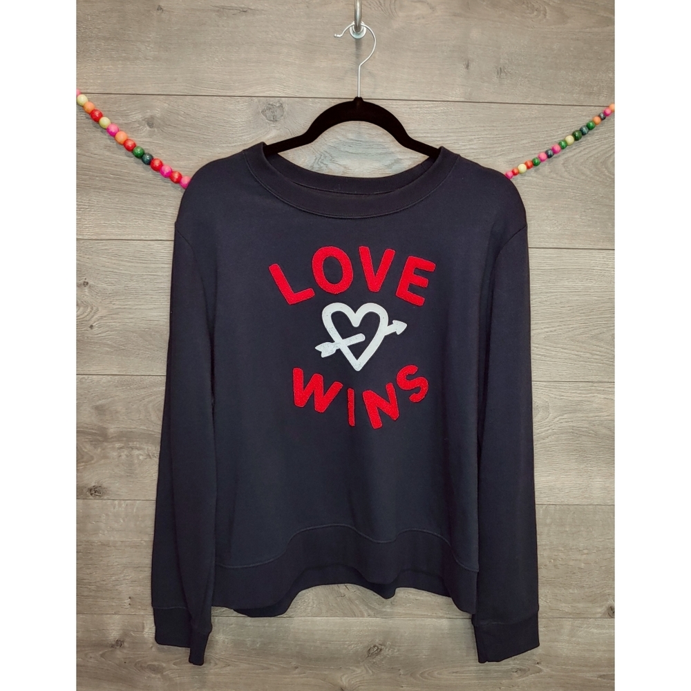 Banana Republic Love Wins Crew Pullover Navy Blue